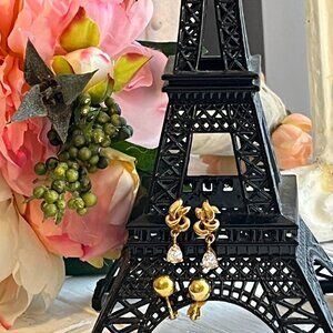 Vintage Gold Earrings clip & post, dainty earrings, petite earrings